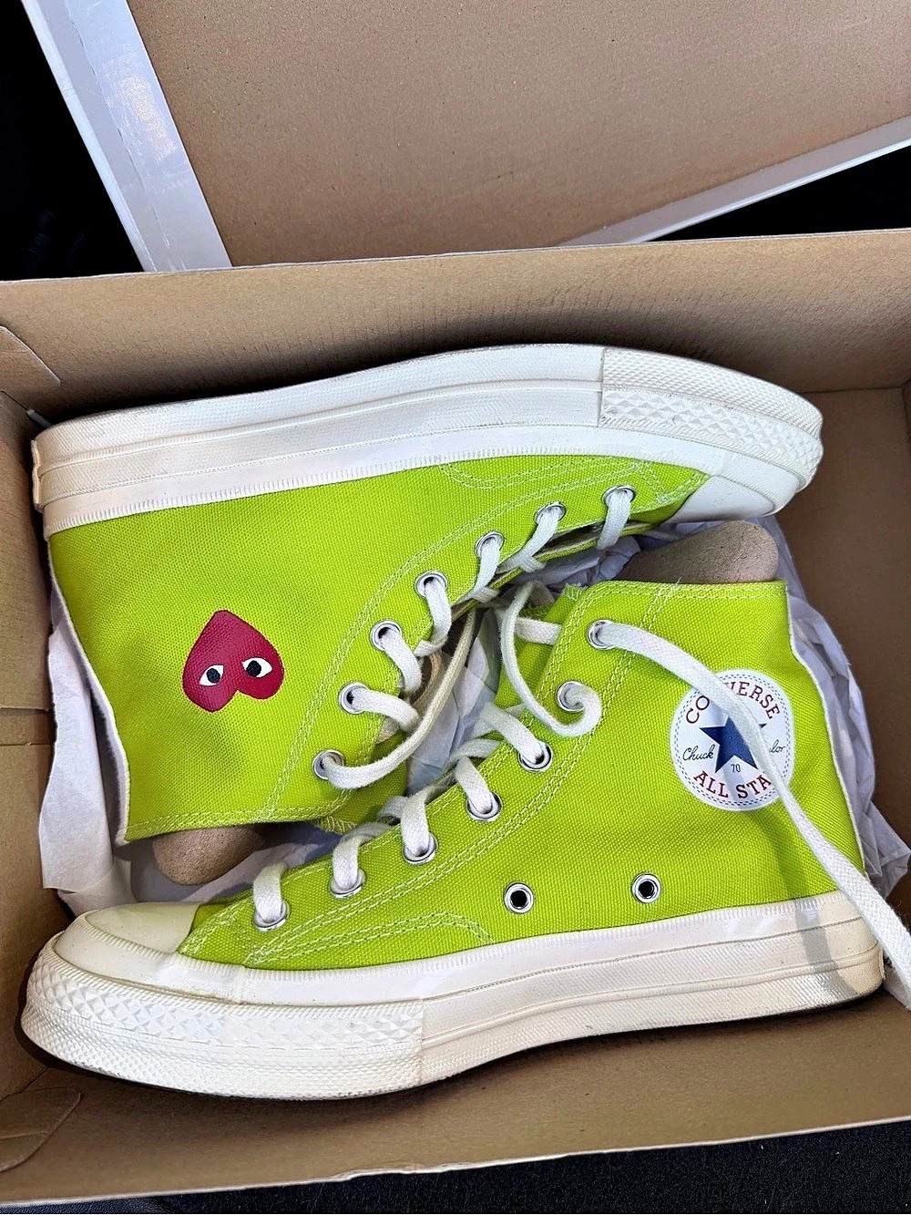 Converse Comme des Garçons PLAY x Chuck 70 High Green & White Like New